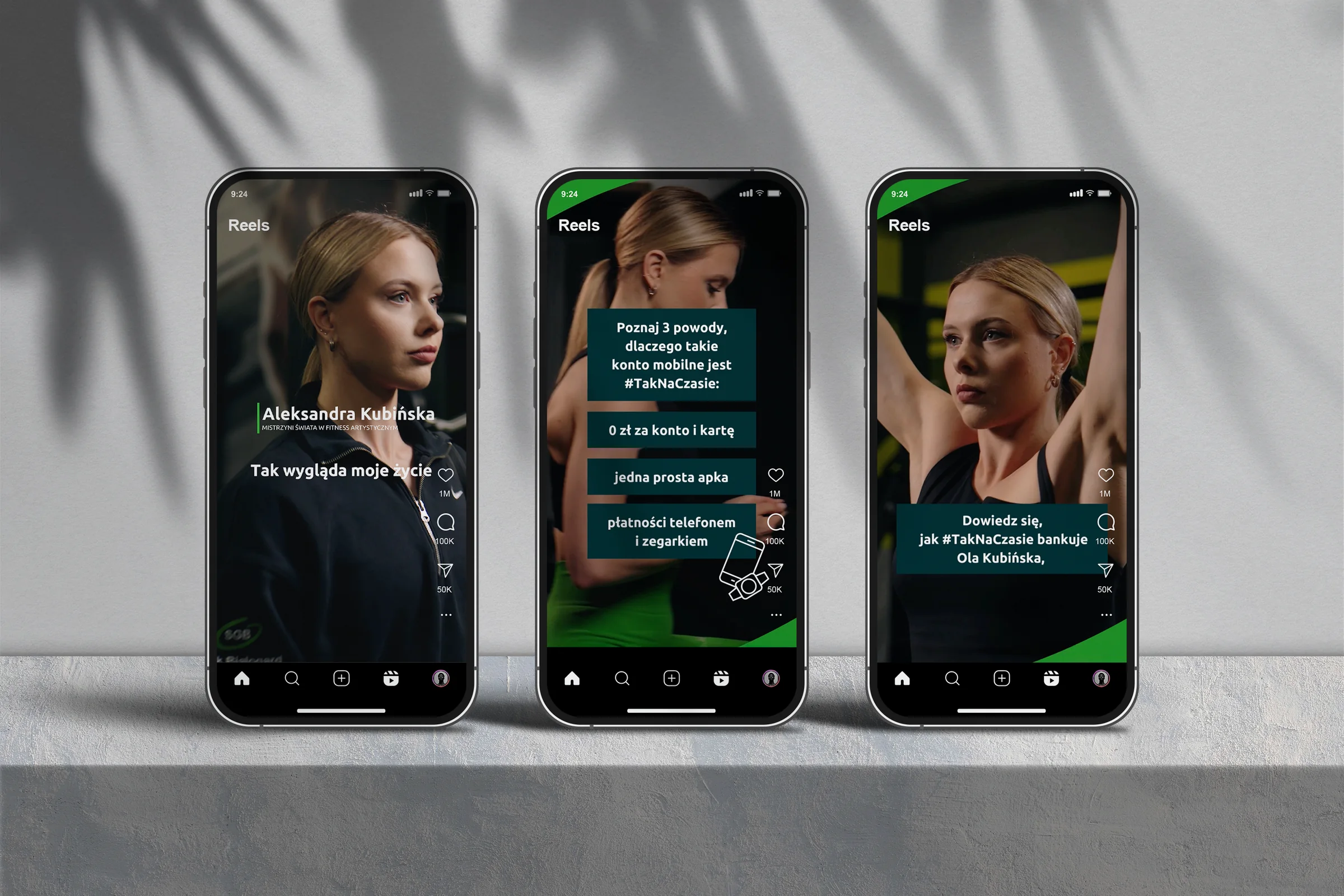 Trzy telefony z rolkami #TakNaCzasie, w których Aleksandra Kubińska opowiada o koncie mobilnym