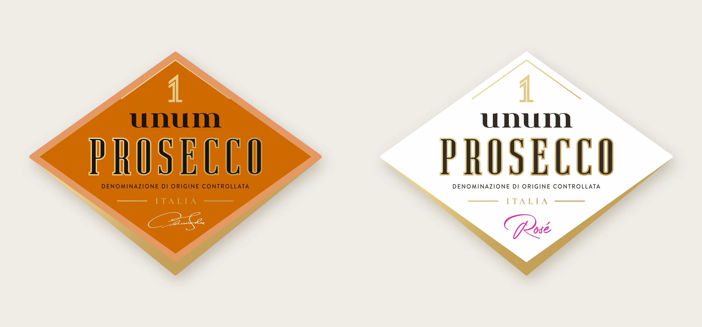Etykiety Unum Prosecco Spumante i Rosé